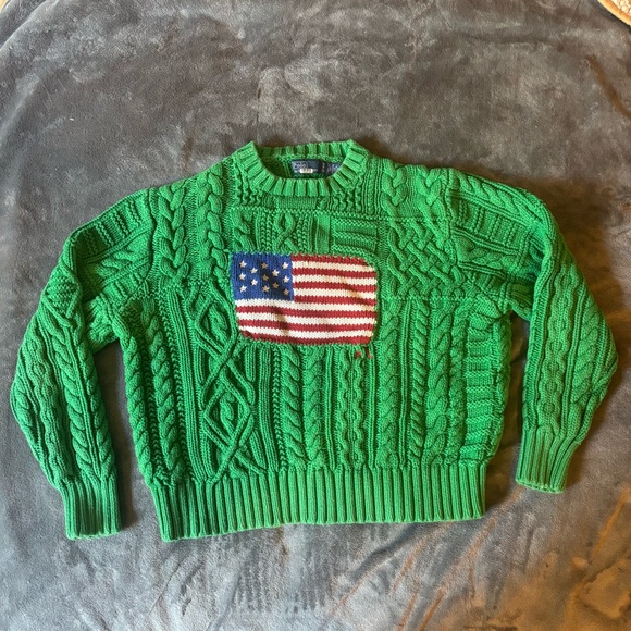 Polo Ralph Lauren Aran Flag Sweater S - Picture 1 of 10